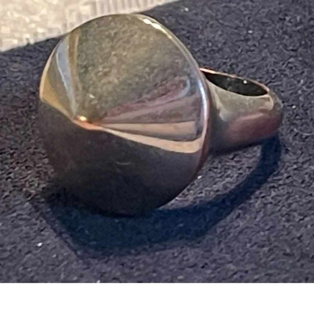 Vintage Dome Large Chunky Statement Oval Plated Silver & Copper Ring SIZE 7.5